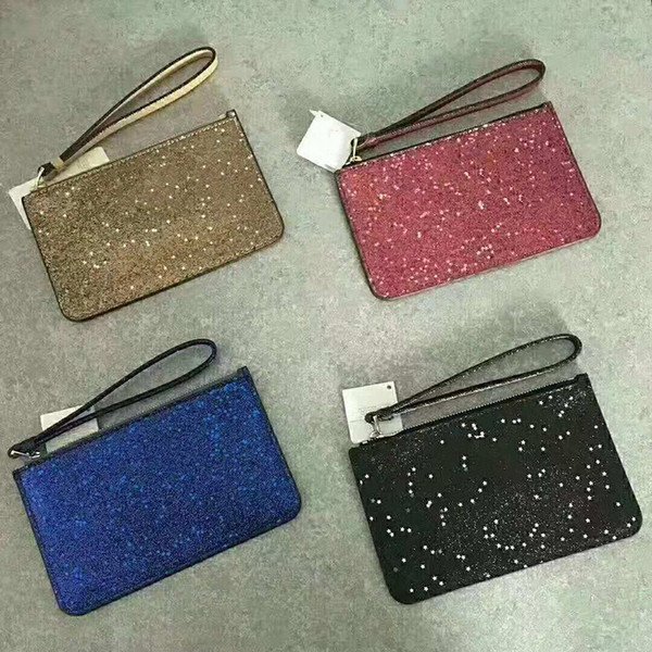 4 colors brand designer clutch bags Christmas stars wallets wristlets shining glitter sparkle coin purses for women