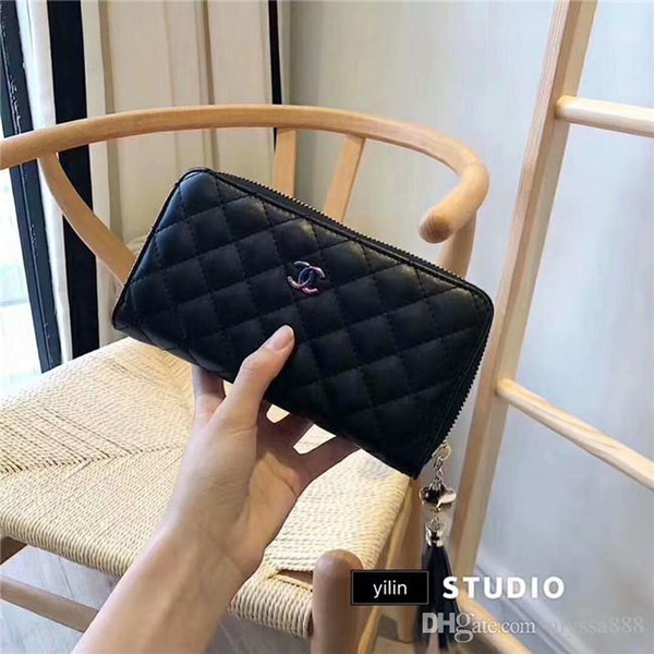 Women Long Wallet Free shipping Size: 19 *10.5*2.5 Fashion Purse Single Zipper Luxury Designer Women Leather Wallet Lady Ladies Long Purse