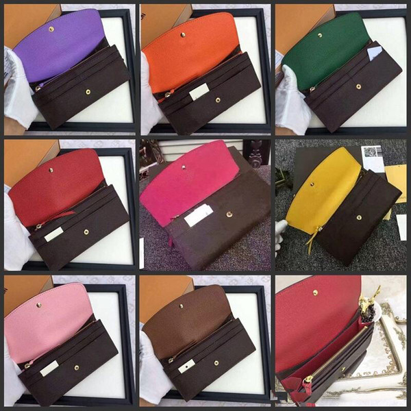 Free Shpping Wholesale Women's Long Wallet Multicolor Designer Wallet colourfull Business Card Case Original Women's Classic Zipper Pocke