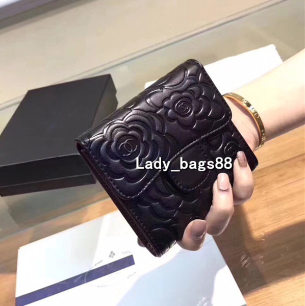 Luxury Women Designer wallets black short wallet credit card holder Wallet Top Quality Genuine Leather Coin Purse Three Fold Wallet Bag