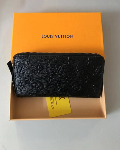 Free Shipping! Fashion designer clutch Genuine female embossed leather wallet with orange box 60015 60017