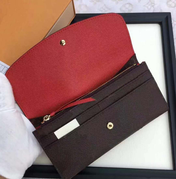 New High quality women long style wallets female fashion casual zero purse lady popular phone bag rose red/purple/brown/red/green with box