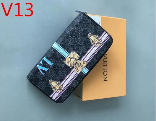 2018 woman ladies high quality famous brand long single zipper Genuine Leather wallet Cross pattern 60017 purse 32 models with box