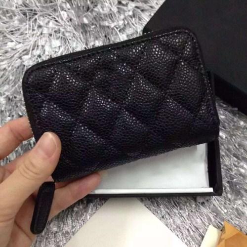 Free shipping!Women Genuine Leather Lambskin Leather & Caviar Coin Purse Small Purse With Zipper Designer Card & ID Holders