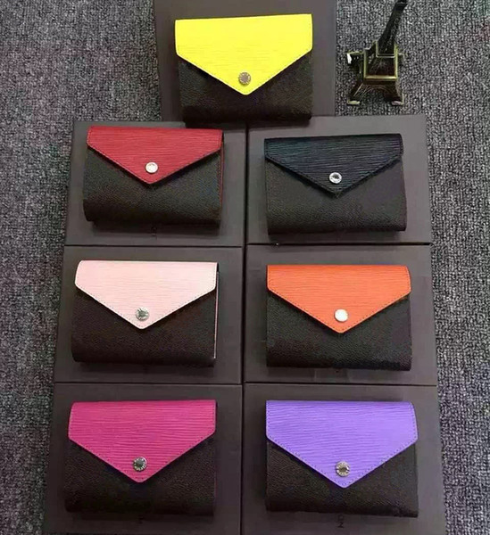 Wholesale Designer Wallet leather multicolor coin purse short wallet Polychromatic purse lady Card holder classic mini zipper pocket