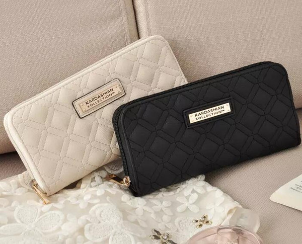 Elegant Women Kim Kardashian Kollection KK Wallets Designer Bag Handbags Card Holders Women Fashion Coin Purses Black White