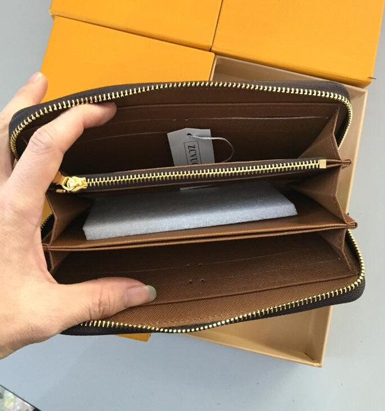 Free Shipping! 2019 Fashion designer clutch Genuine leather wallet with box 60015 60017