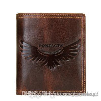 New leather men's wallet short retro crazy horse leather men's bag