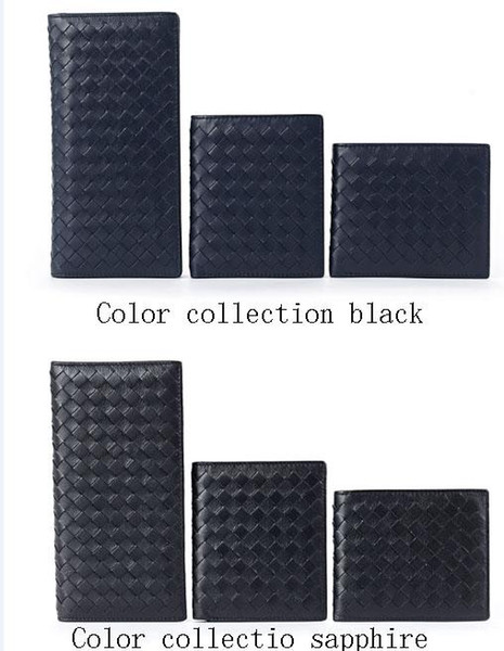 Heat selling Men's wallet new boy leather with purse men's purse menshort wallet designer short long woven pattern Card packageFre