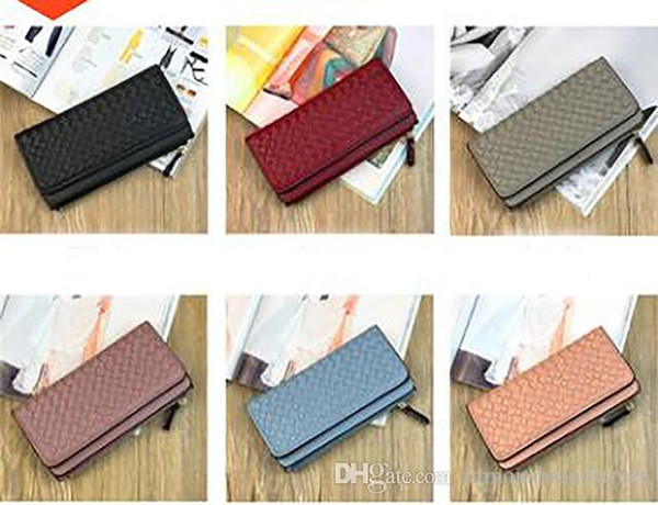 Hot! 2019 ladies long wallet of the three-fold woven card package large-capacity mobile phone bag female clutch bag wholesale