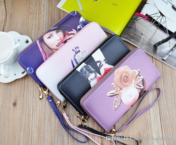 Wallet ladies long fashion 2018 new European and American large-capacity printing clutch bag zipper multi-function mobile phone bag