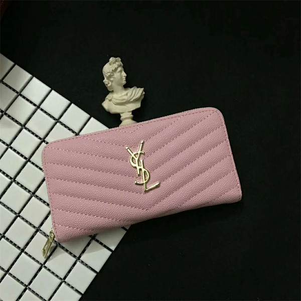 wholesale 2019 famous brand fashion single zipper cheap luxury designer women pu leather wallet lady ladies long purse