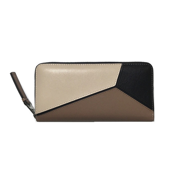 Lady Long Wallet Genuine Leather Luxury New Fashion Pattern Women Wallets Cowhide 3 Colors INS Puzzle Card Holder Purse Clutch Coin Bag