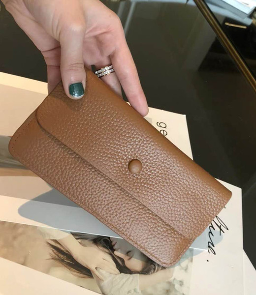 New Famous Designer Ms. Pure Leather Long Purse Ultra-thin European and American Wallet, Cowskin Simple Card Wallet Tide