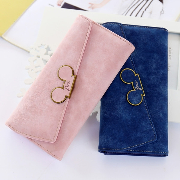 New Fashion Designer Color Scrubs Long Women Wallet Ladies Mickey Purse Coin Purses Holders Lady Pocket Wallets