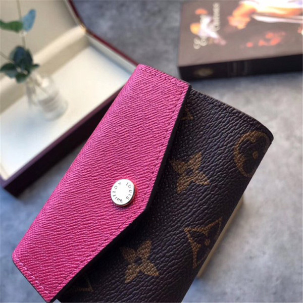 Mini Wallet Womens Fashion Style Wallet Famous Women Brand Purse Coated Real Leather Small Wallets with Letter Old Flower New Arrival Hot 10