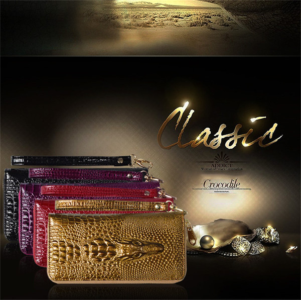 Luxury Designer Womens Wallets Lacquer Crocodile Wallet Zipper Womens Handbag Wallet Wild Style 2019 Fashion Ladies Handbags New Arrival Hot