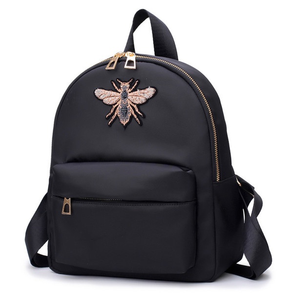 The new style waterproof canvas casual mini backpack red black bees Travel or work zipper handsome student bag