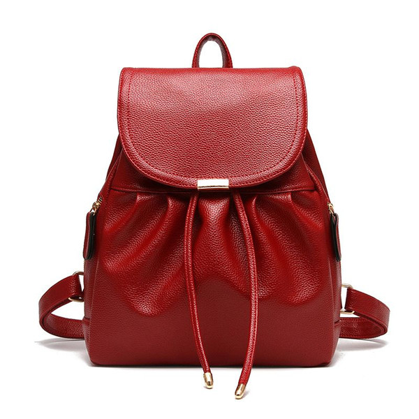 New style backpack women pu leather school fashionable leisure backpacks large capacity student package girl lady bag