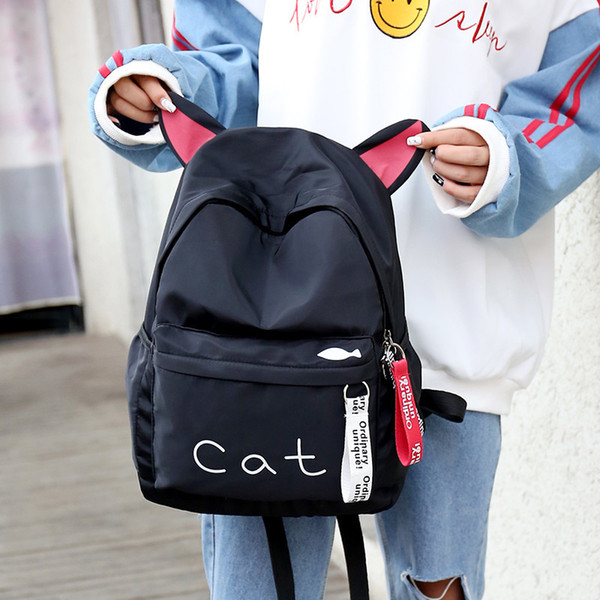 Women Backpack Cute Ear School Bags For Teenage Girls Canvas Backpack Female Travel Rucksack Ladies Bag Mochila Feminina