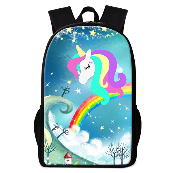 Unicorn With Rainbow Backpack To School Girls Designer School Bags Women Outdoor Shoulder Bag Female Mochila Escolar Kids Bookbags Backpacks