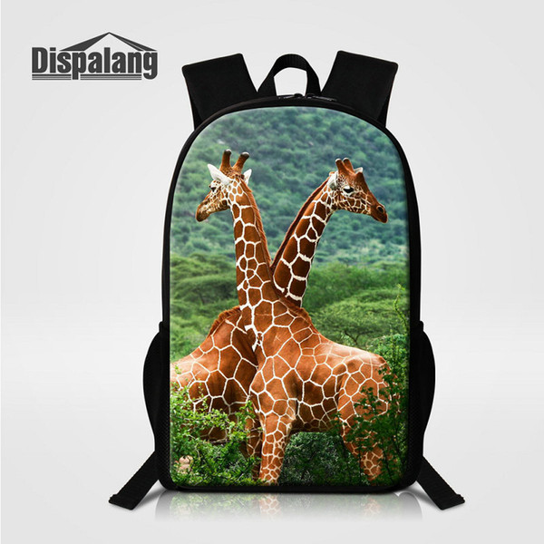 16 Inch School Bags For Primary Fashion Women Travel Shoulder Bag Giraffe Animal Printed Backpack For Children Mochila Larger Rucksack Bolsa