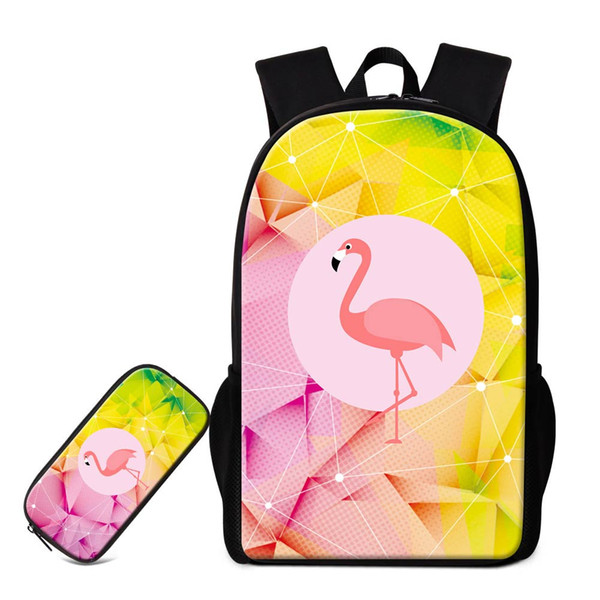 School Bags With Pencil Case 2 PCS Set Animal Flamingo Designer Backpacks For Students Child Bagpack Unisex Bookbag Women's Backpack Rugzak