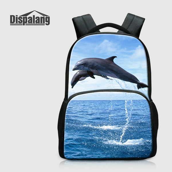 3D Dolphin Printing Middle School Backpacks For Teenage Girls Animal Shark School Bags Bookbag Women Canvas Rucksack Backpacking Men Rugtas