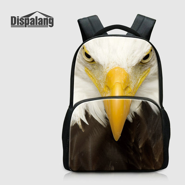 Animal Eagle Printed Backpack For School 17 Inch Canvas Schoolbags Bookbags For High School Men's Shoulder Laptop Bags Women Daily Rucksack