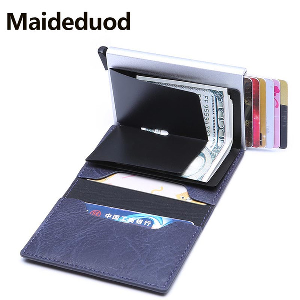 NEW ID Card holder PU Leather Credit Card Holder Rfid Blocking Wallet Security Aluminum Metal Purse creditcard holder Case