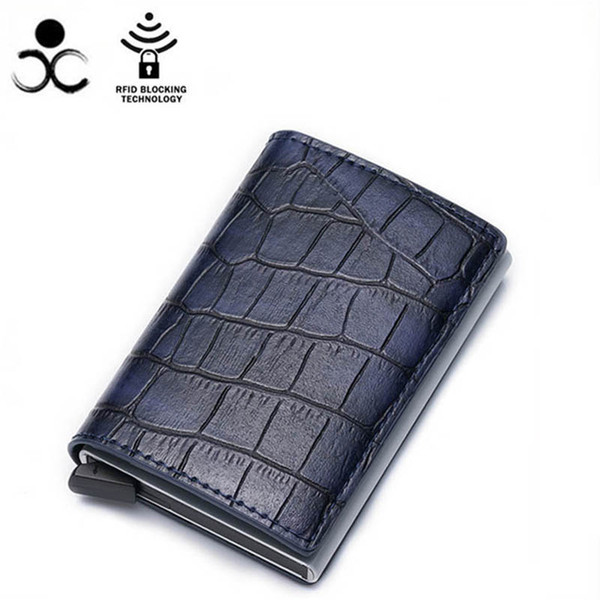 Maideduod RFID Aluminium Credit Card Holder Male Card Holder 2019 Newest Metal Leather Wallet Antitheft Men Automatic Card Case