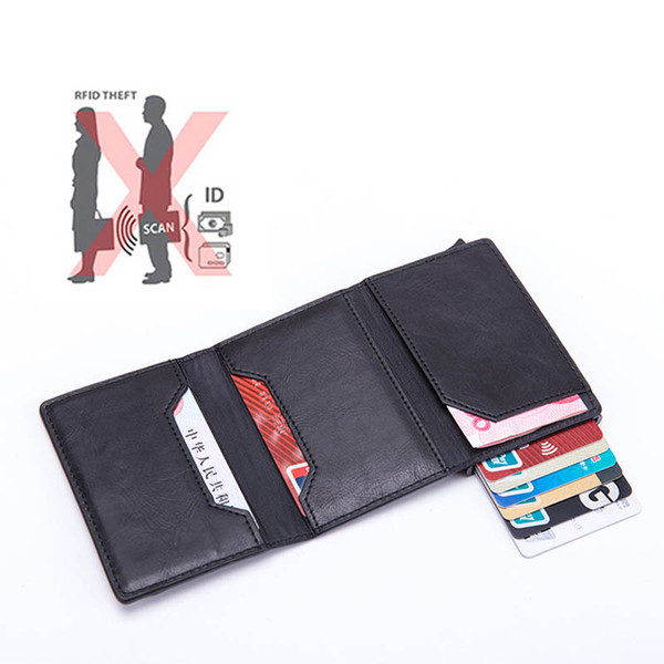 Maideduod 2019 New PU Leather Credit Card Holder Fashion Men And Women Metal RFID Fashion Aluminium Box Travel Card Wallet