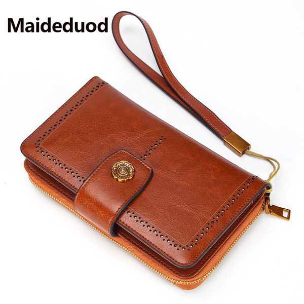 New Fashion Genuine Leather Women Wallet Female Long Clutch Lady Walet Rfid Luxury Brand Money Bag Magic Zipper Coin Purse 4 Colors