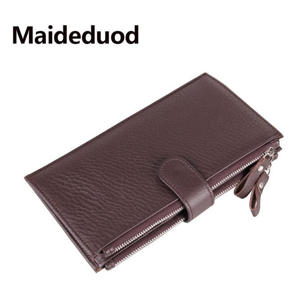 Brand Wallet Male Genuine Leather Men's Wallets for Credit Card Holder Clutch Male bags Coin Purse Men Genuine leather Black Coffee 805