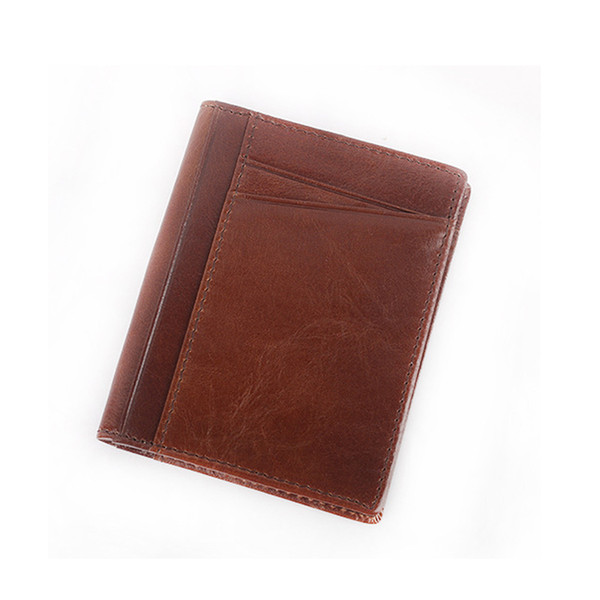 High-quality new men Wallet real pickup Baotou cowhide folding type multi card driving card bag Vintage Leather Credit Card Holder