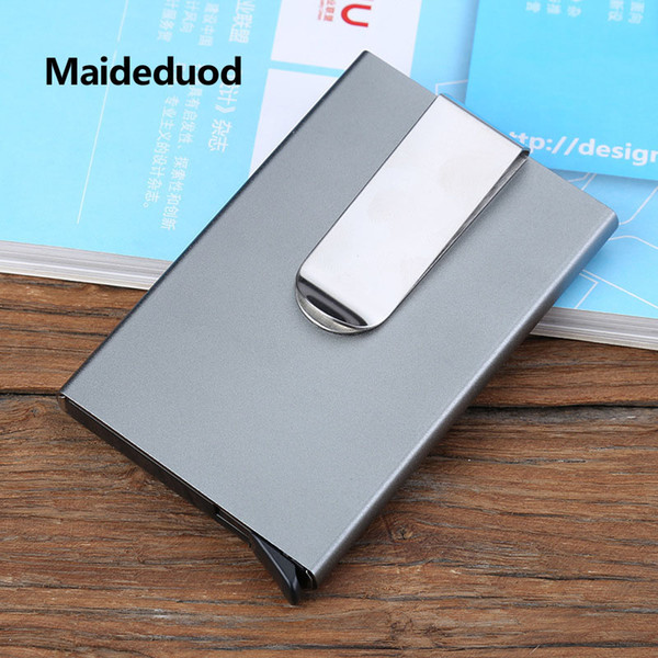 Maideduod 2018 Men And Women Momey Clip Slim Aluminum Credit Card Holder RFID Blocking Metal Wallet Travel Mini Wallet Automat