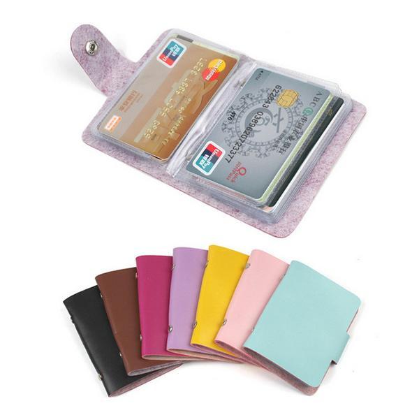 24 Card bits Fashion business porte carte credit card holder PU leather Buckle Cards Holders Organizer Manager Women Men brand free shipping