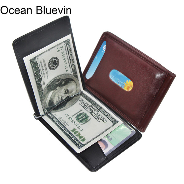 Ocean Bluevin Foreign Portable Men's Money Clips Wallet Black Brown Quality Fashion Soft 2 Folds ID Credit Card Bit Clip Cateira Wallets