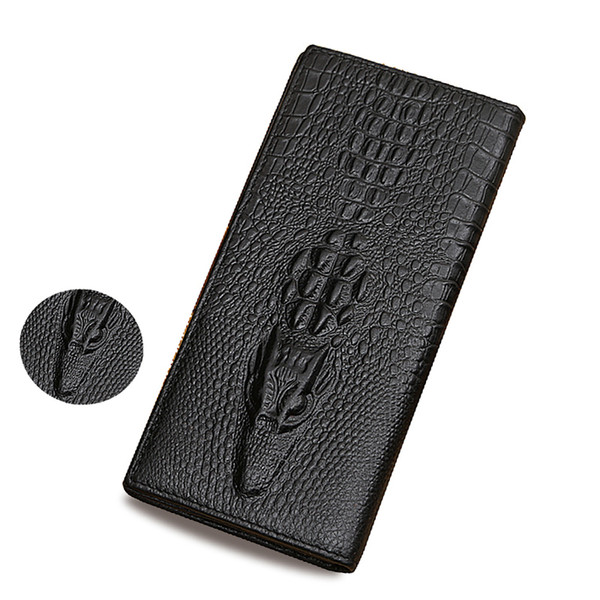 Top Hot Selling Fashion Business Casual Men's Leather Long Wallet Crocodile Pattern Men Wallet High Quality Assurance Credit Card Wallet