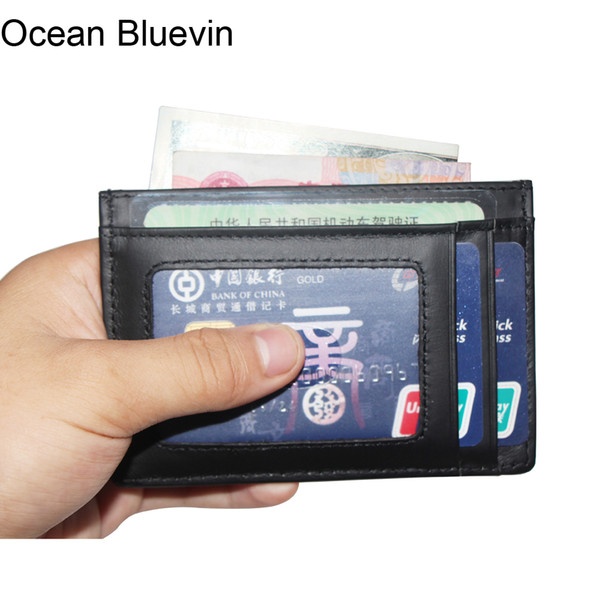 Ocean Bluevin RFID Genuine Leather Mens Driver License ID Holders Quality 3 Colors Lightweight Credit Card Holder Cateira Wallet