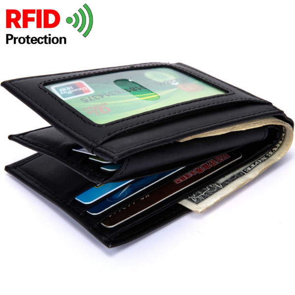 Baborry RFID Protection Genuine Leather Mens Wallet Carteira Black Coffee Quality 3 Folds Portable Credit Card Holder Branded Purse Wallets