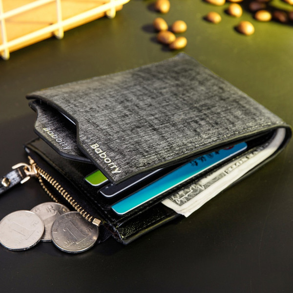 Baborry New Scrub Pu Mens Wallet Carteira Black Blue Brown Portable Driver license Bit ID Credit Card Holder Coin branded Purse Wallets