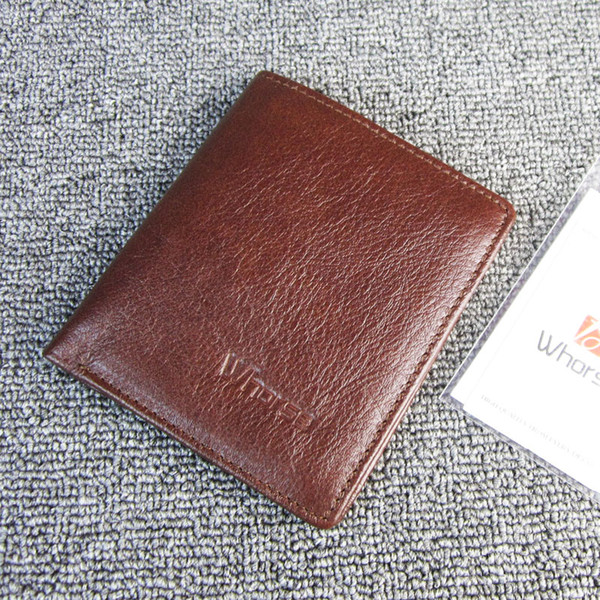 Brand Simple Thin Genuine Leather Mini Wallet Men Real Cowhide Small Short Slim Coin Purse Wallets High Quality 2 Fold Brown Coffee W17000