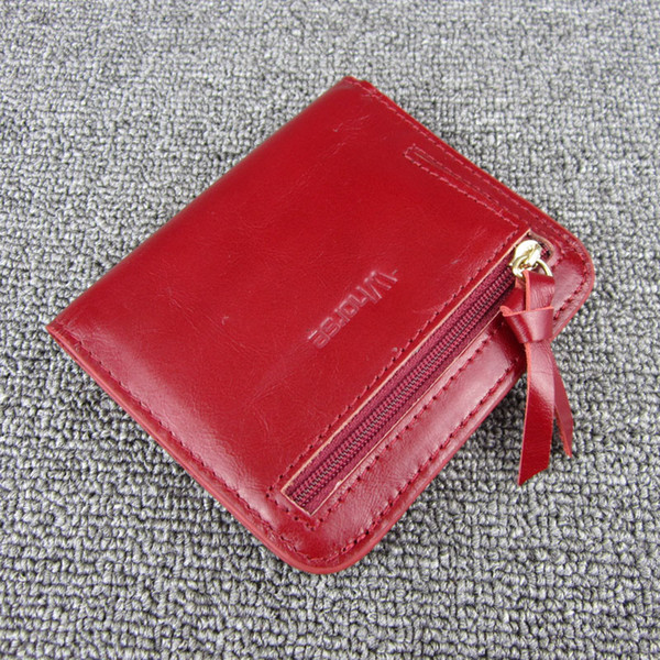 New Fashion Ladies Wallet Genuine Leather Small Short Zipper Wallets With Coin Pocket Purse For Girls Credit Card Bag W51190