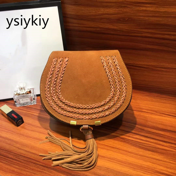 Freeship ysiykiy 2019 newest Classic stlye Fashion C Designer suede women handbag rivet tassel Messenger crochet Bag crossbody shoulder bag