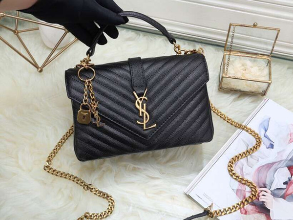 Women shoulder bags women chain bags crossbody bag fashion 24 CM Black leather handbags female purse bag 2018