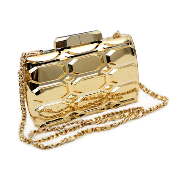 New arrival gold resin acrylic bag three-dimensional plaid women's evening one shoulder bag small messenger bag