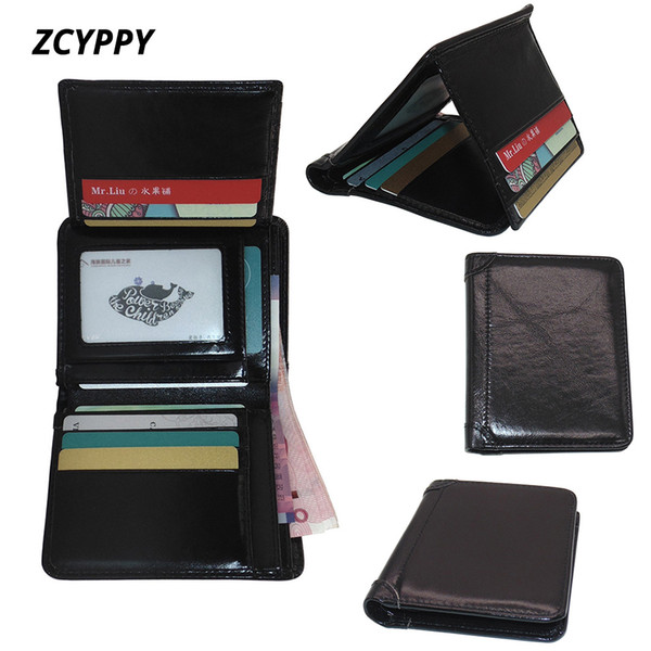 2018 New !!!! Men Tri-fold Business Genuine Leather Wallet Credit Card Holder Purse