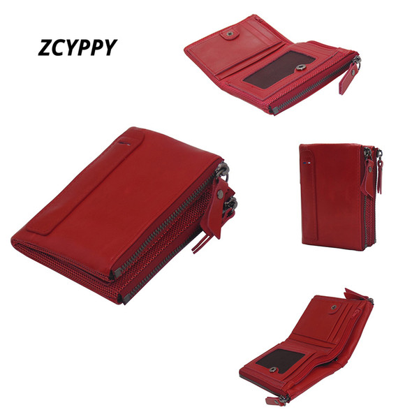 2018 ZCYPPY Famous Brand Short Purse Fashion Men Zipper Luxury Design High Grade Genuine Leather Vintage Wallet