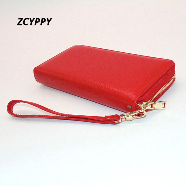 ZCYPPY Famous Brand Fashion Single Zipper Luxury Design Women High Grade Genuine Leather Wallet Lady Long Purse